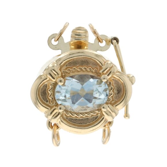 Yellow Gold Aquamarine Solitaire Slide Charm Clasp 14k Oval .75ct Findings - Picture 1 of 4